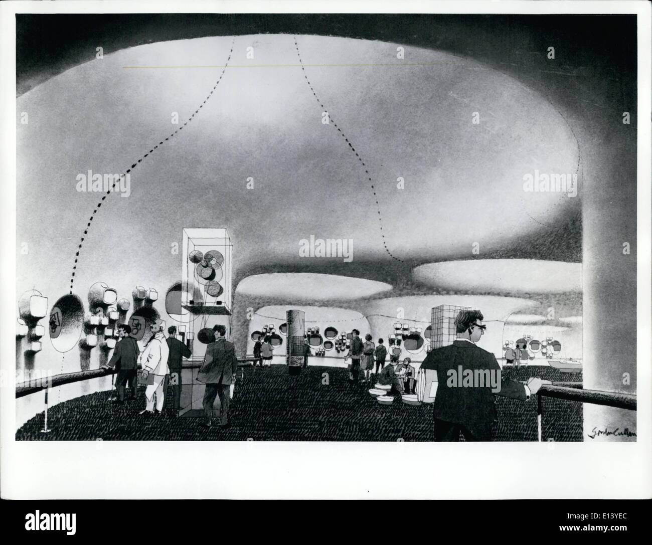 27 mar 2012 - La Gran Bretagna all'Expo '67: l'artista impressione della sezione più grande della Gran Bretagna il Pavilion all'Expo '67. Progettato da te Crosby sotto il titolo ''Industria Britannica'' si illustra come le industrie britanniche si trovano di fronte alla sfida del cambiamento. Funzionario britannico fotografia: Crown Copyright reserved rilasciati per servizi d'informazione britannici da fotografie division, Ufficio centrale delle informazioni, Londra Foto Stock