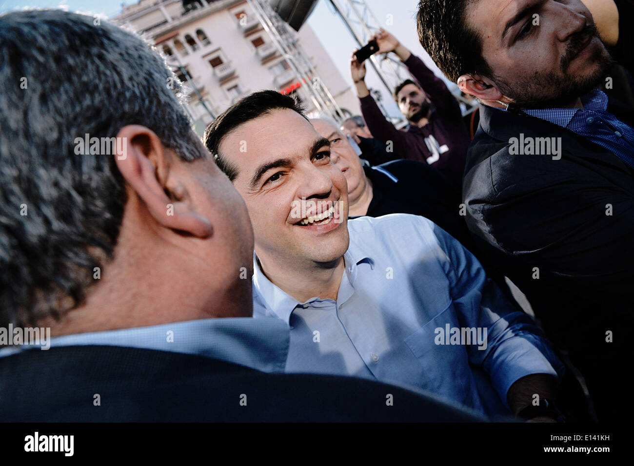 Salonicco, Grecia. 21 Maggio, 2014. Pre-Election discorso del leader del partito Syriza Alexis Tsipras a Salonicco Credito: Giannis Papanikos/NurPhoto/ZUMAPRESS.com/Alamy Live News Foto Stock