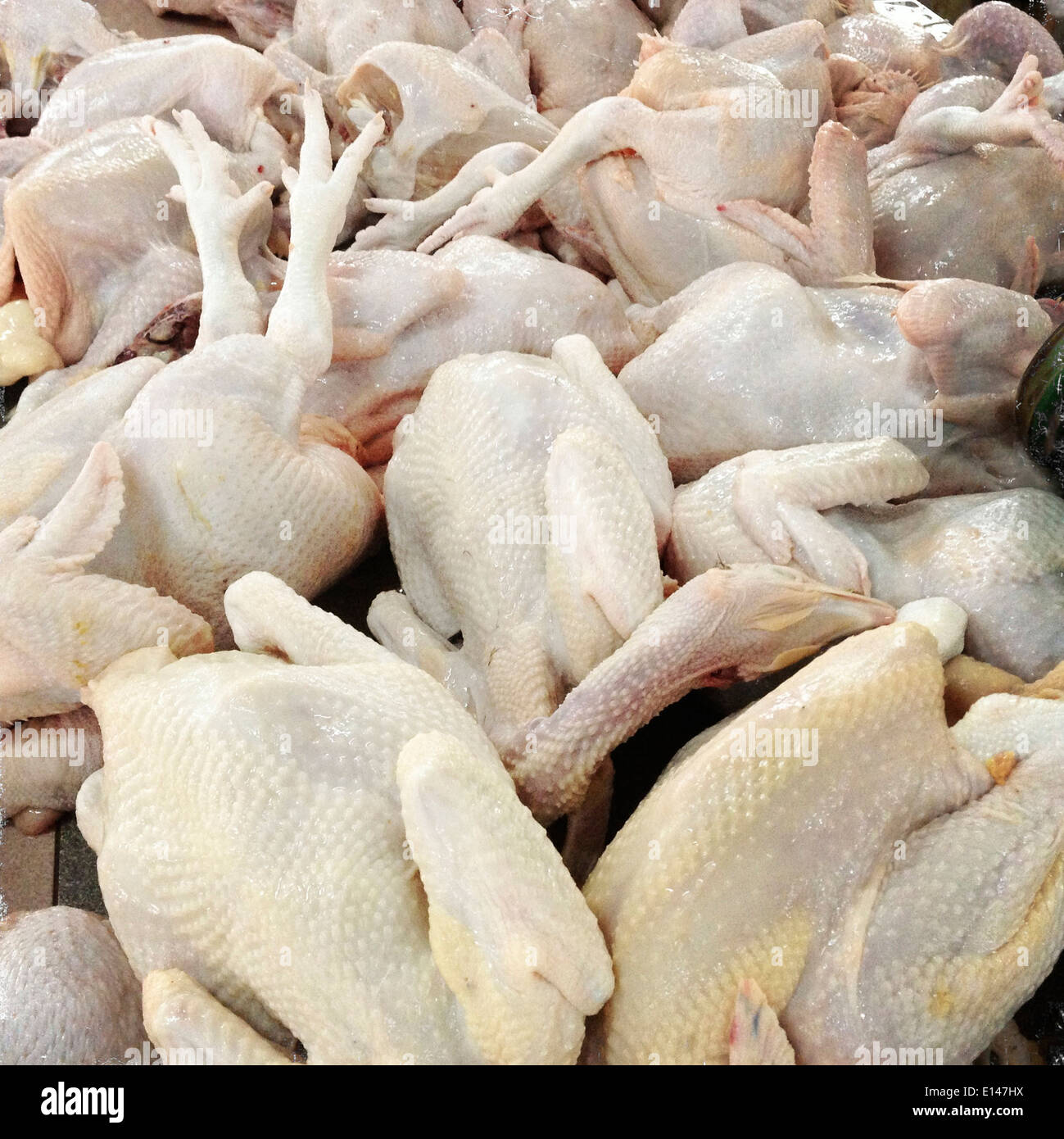 Pila di materie di pollo intero - Immagine stock catturata con smartphone