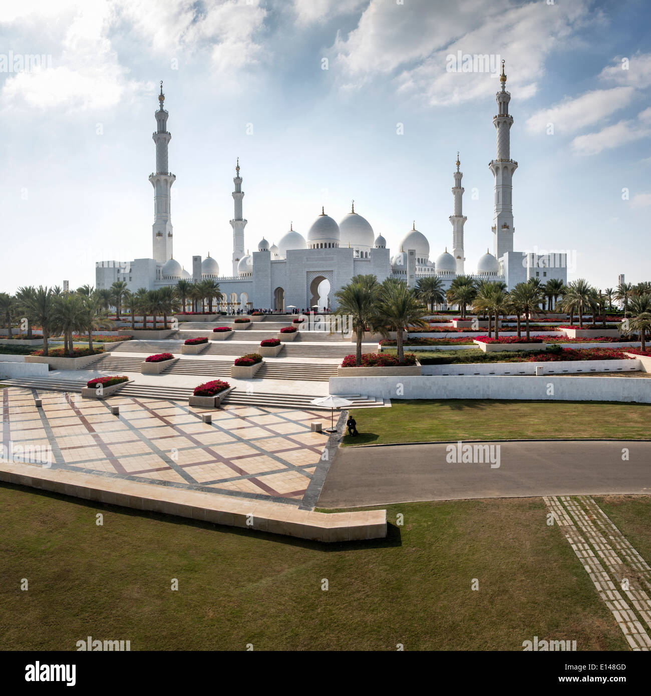 Emirati Arabi Uniti, Abu Dhabi Sheikh Zayed Grande moschea Foto Stock