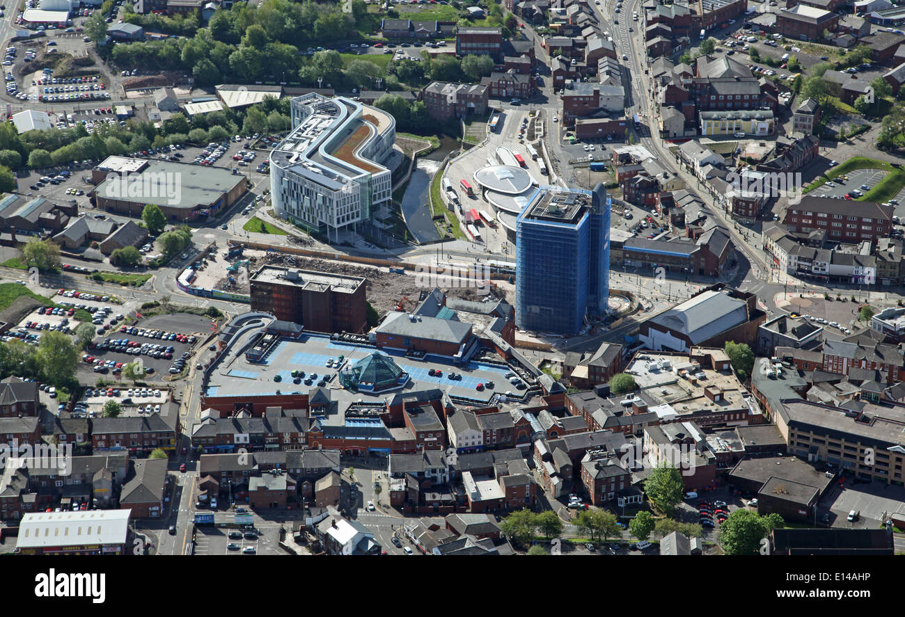 Vista aerea di Rochdale Town Center in Lancashire Foto Stock