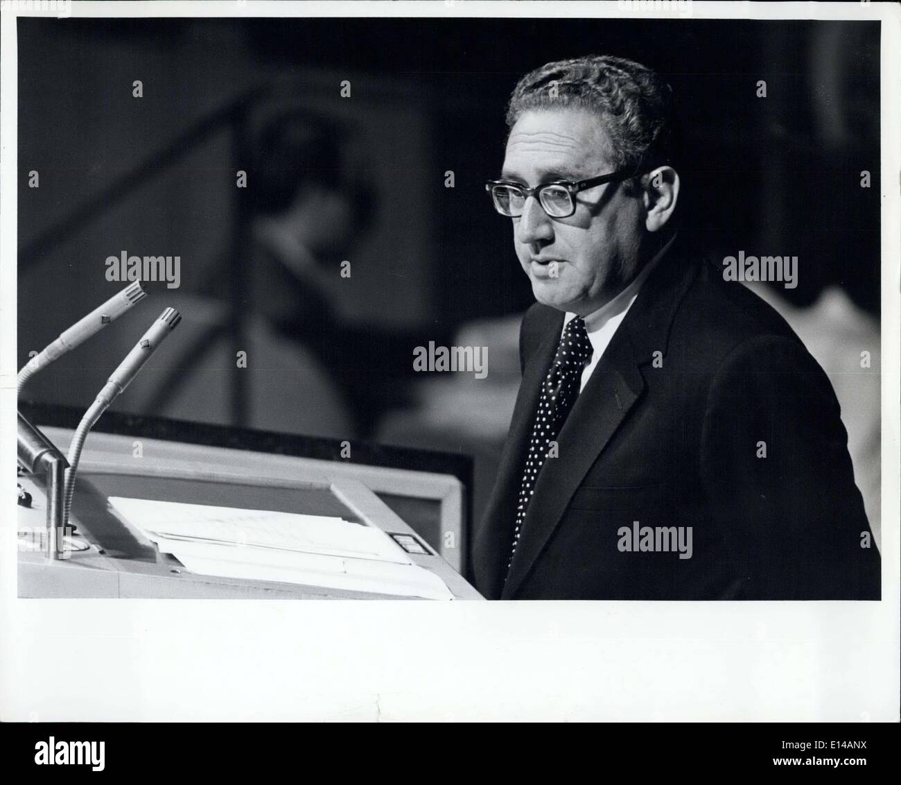 Apr. 17, 2012 - STATI UNITI Segretario di Stato agli indirizzi Assemblea Generale.: 122,958 onu nazioni unite, New York, 24 settembre 1973 vista parziale dell'Assemblea generale Hall durante il discorso qui oggi da Henry Kissinger A., Segretario di Stato degli Stati Uniti. Foto Stock