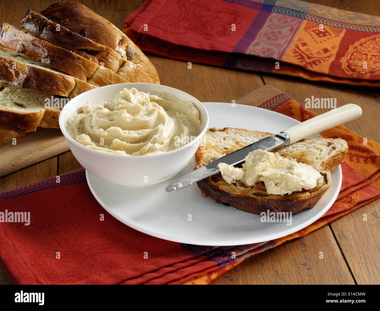 Il Brandy burro con crostini di pane passito Foto Stock