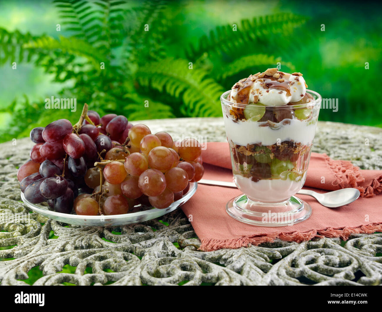 Amomi e cardamomi e mandorla parfait di yogurt Foto Stock