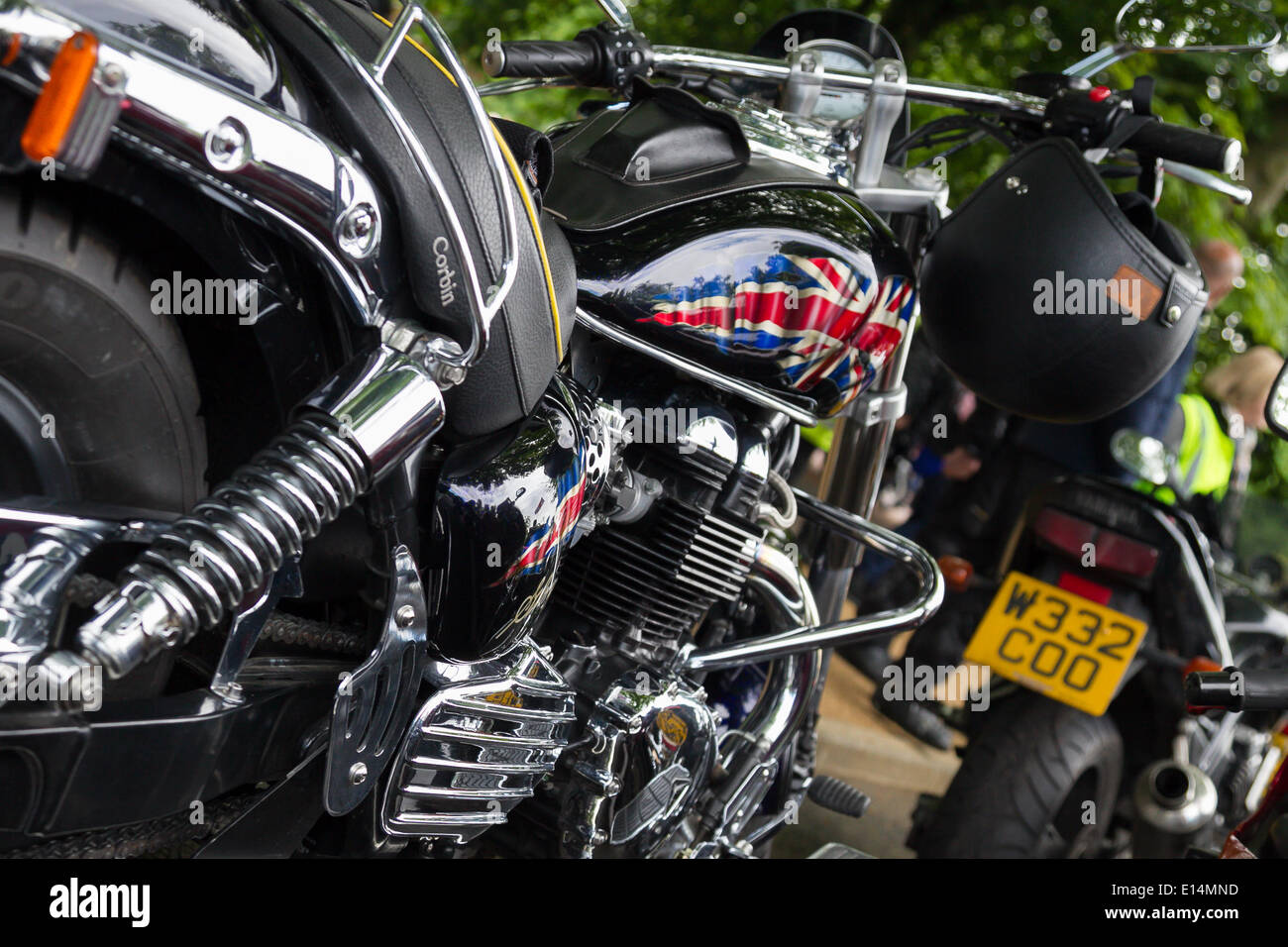 Londra, Inghilterra, 22 maggio ,2014. Un motorcylce come i motociclisti si riuniranno presso il parco di Greenwich in occasione del primo anniversario dell'assassinio di Fusilier Lee Rigby vicino alla sua Woolwich caserma. Credito: David clacson/Alamy Live News Foto Stock