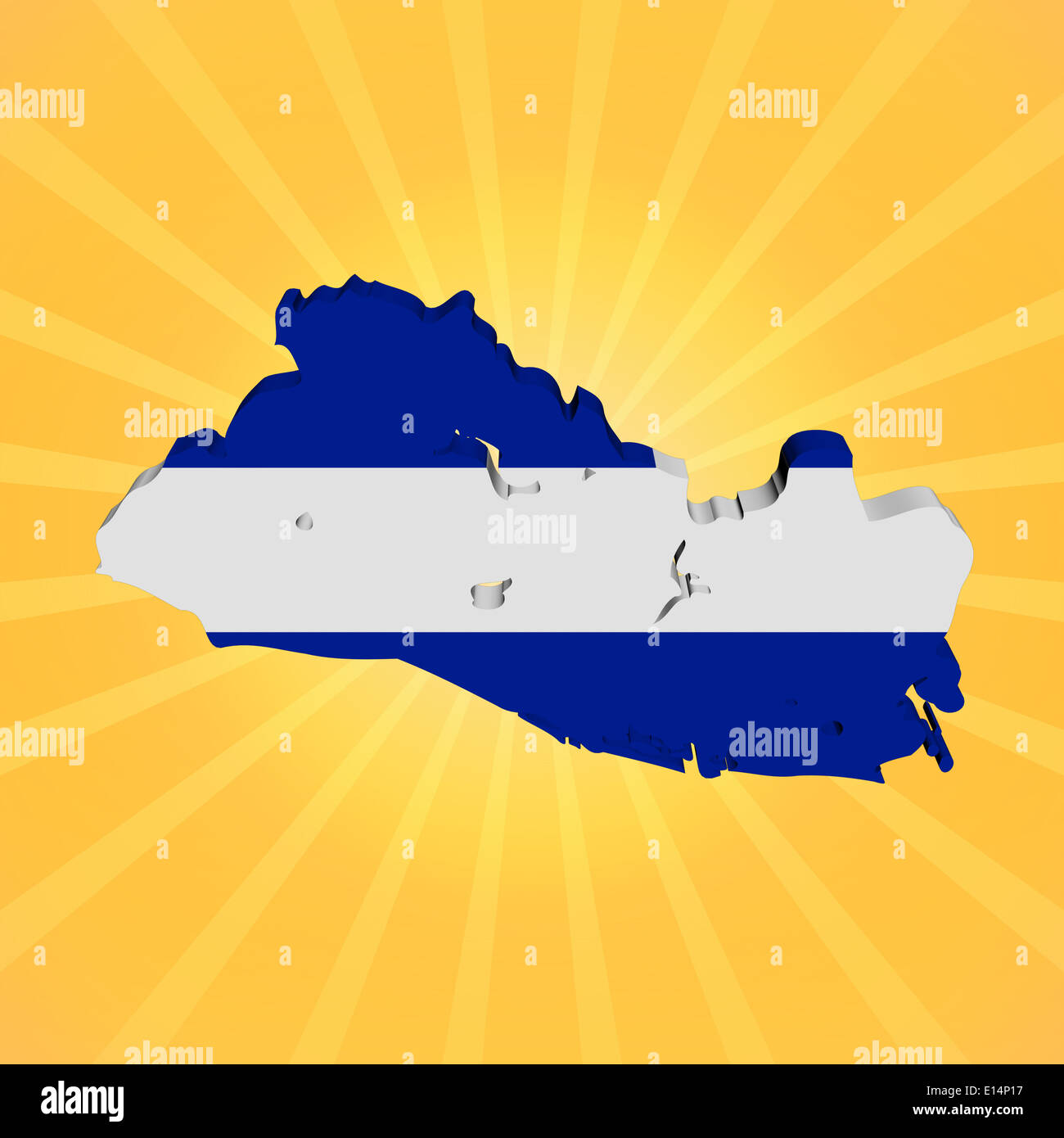 El Salvador mappa bandiera sul sunburst illustrazione Foto Stock