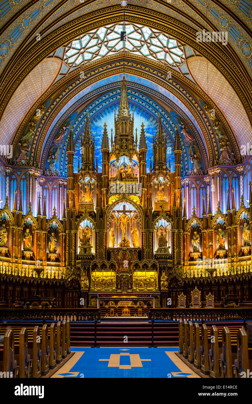 La Basilica di Notre Dame interno a Montreal, Quebec, Canada. Foto Stock