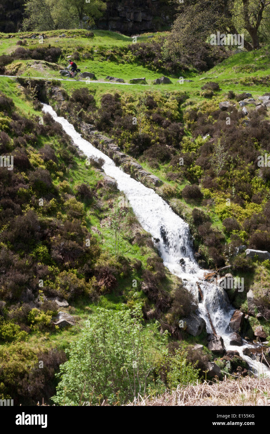 Fiume Goyt cascata, Goyt Valley DERBYSHIRE REGNO UNITO Foto Stock