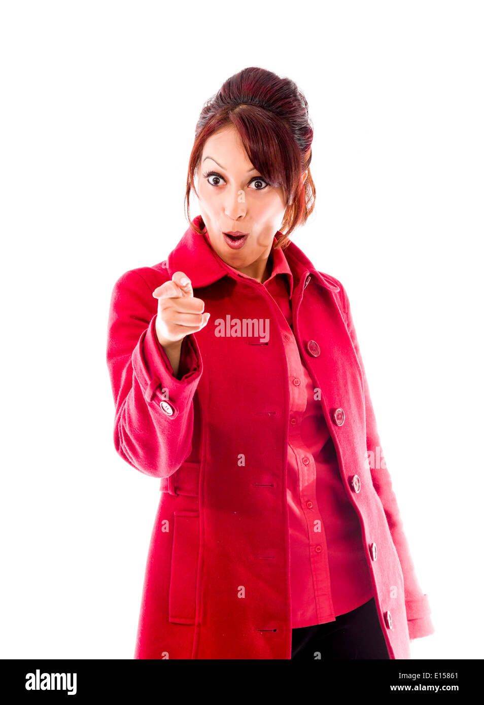 Scioccato Indian giovane donna rivolta verso la telecamera Foto Stock