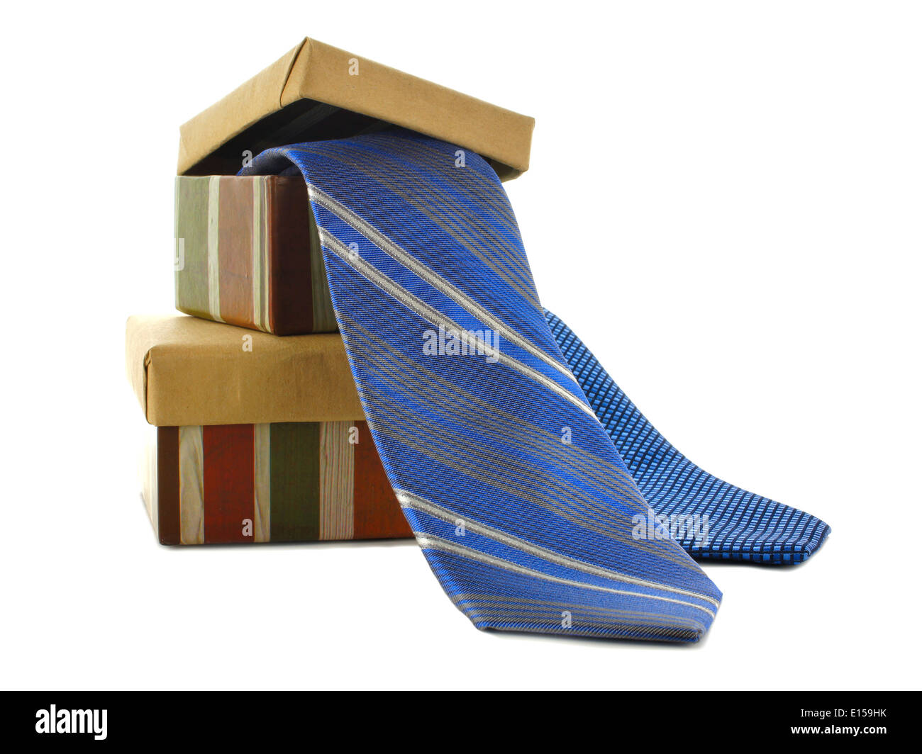 Padri giorno confezioni regalo e i vincoli su bianco Foto Stock