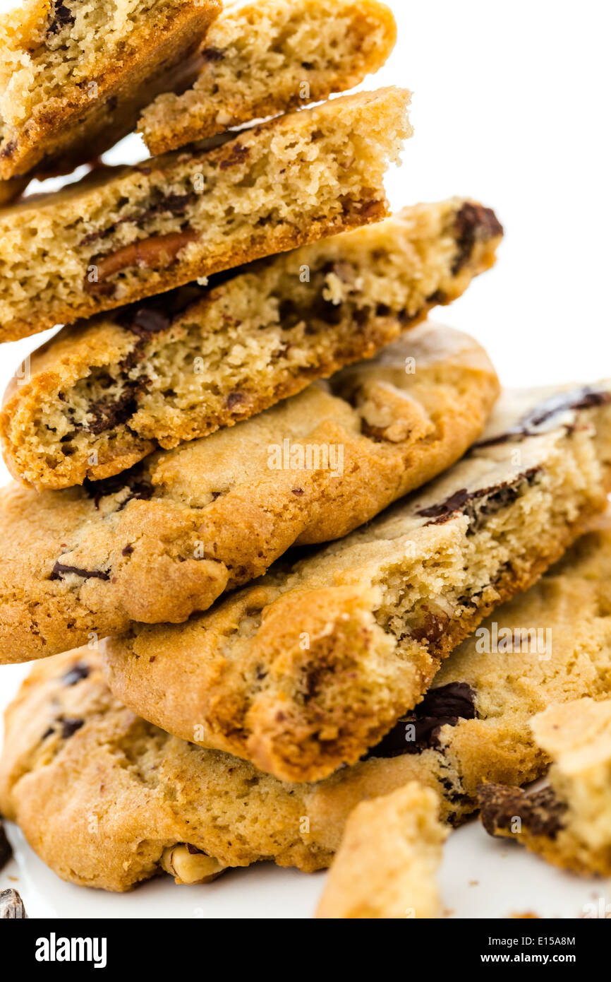 Cioccolato Gourmet chunk cookies con noci pecan tostate e. Foto Stock