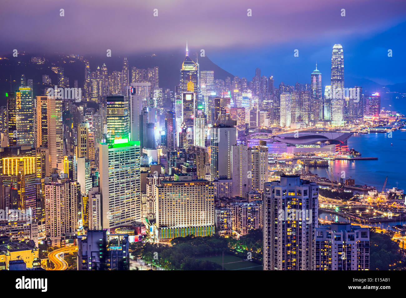 Hong Kong Cina skyline della città Foto Stock