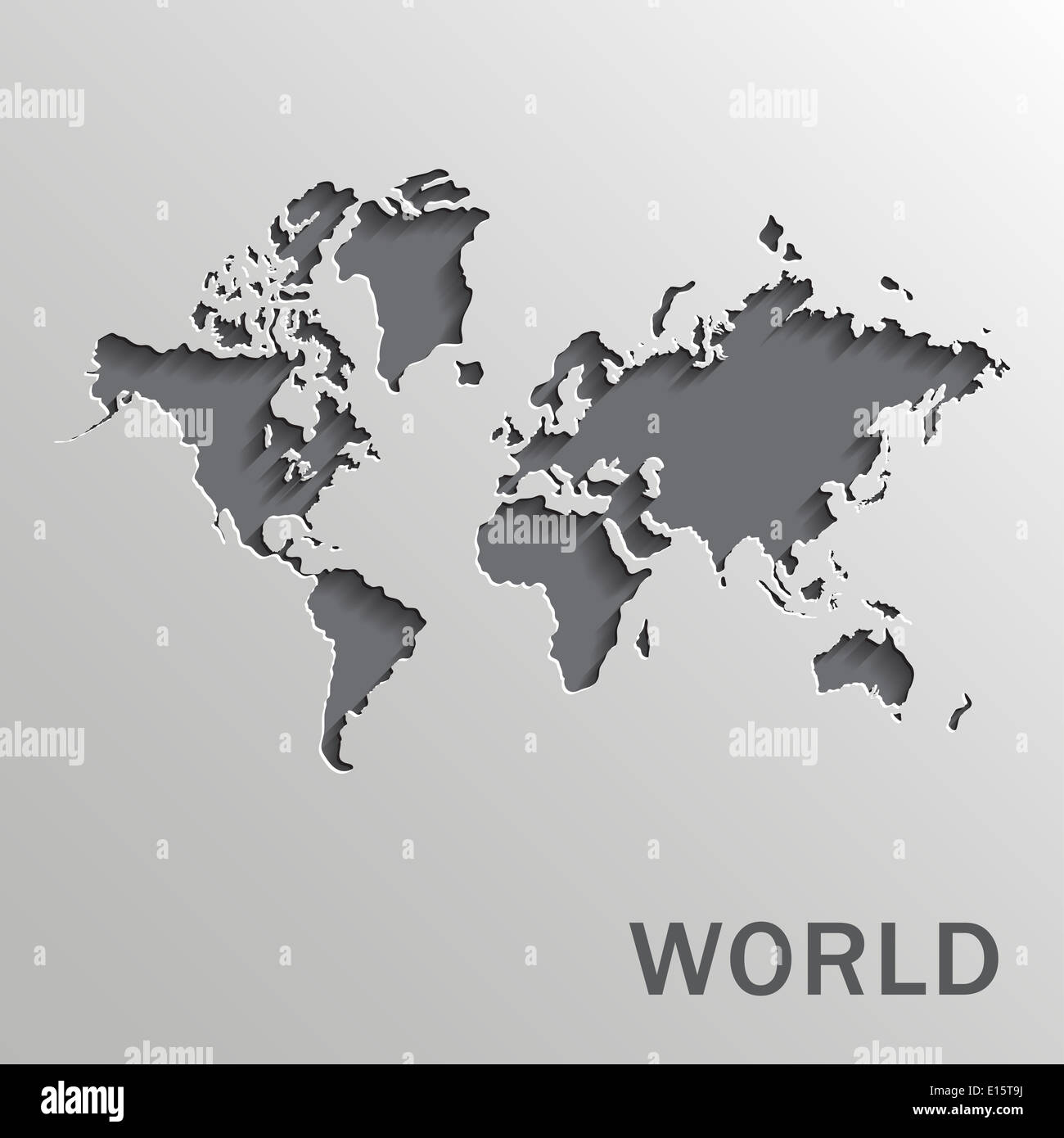 Carta Mappa mondiale su sfondo bianco Foto Stock