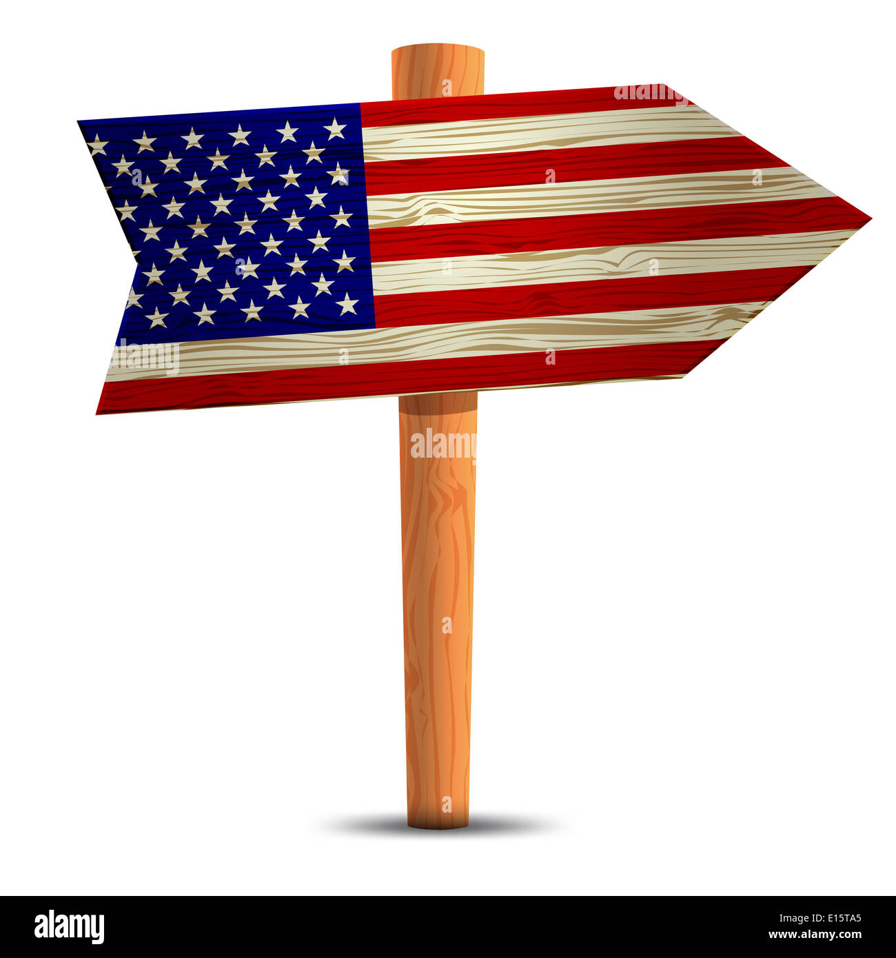Cartello stradale con la bandiera di america Foto Stock