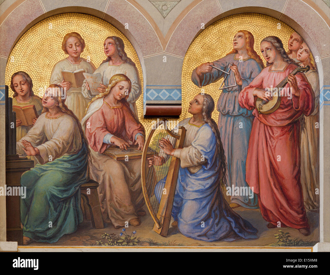 Vienna - Coro di sante donne nel cielo da Josef Kastner da 1906 - 1911 nella chiesa carmelitani in Dobling. Foto Stock