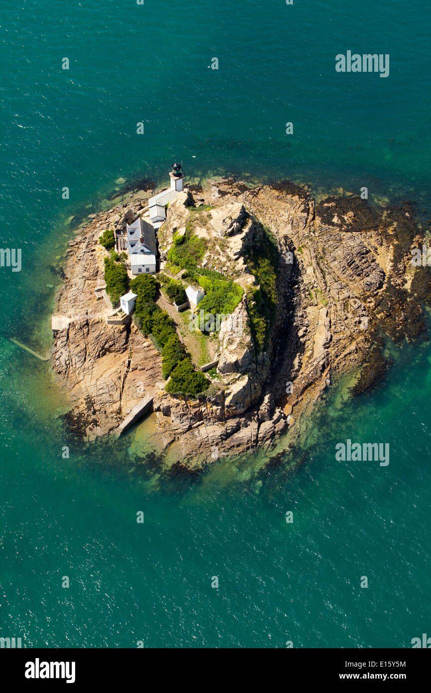 Carantec : 'ïle Louet' isola (dipartimento di Finistère) vista aerea Foto Stock