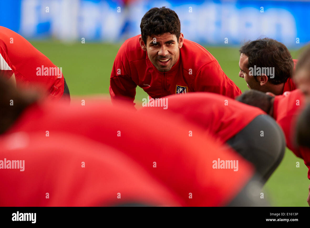 23.05.2014, Lisbona, Portogallo. Diego Costa di Atletico Madrid si affaccia  su durante l'Atletico Madrid sessione di formazione tecnica per la finale  di UEFA Champions League tra il Real Madrid e il Atlético