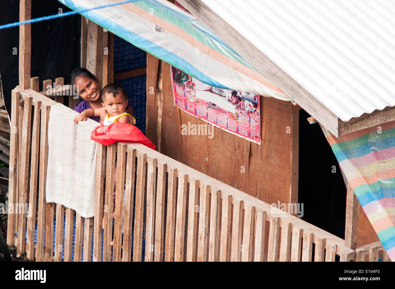Alloggiamento del villaggio, Butuan, Filippine Foto Stock
