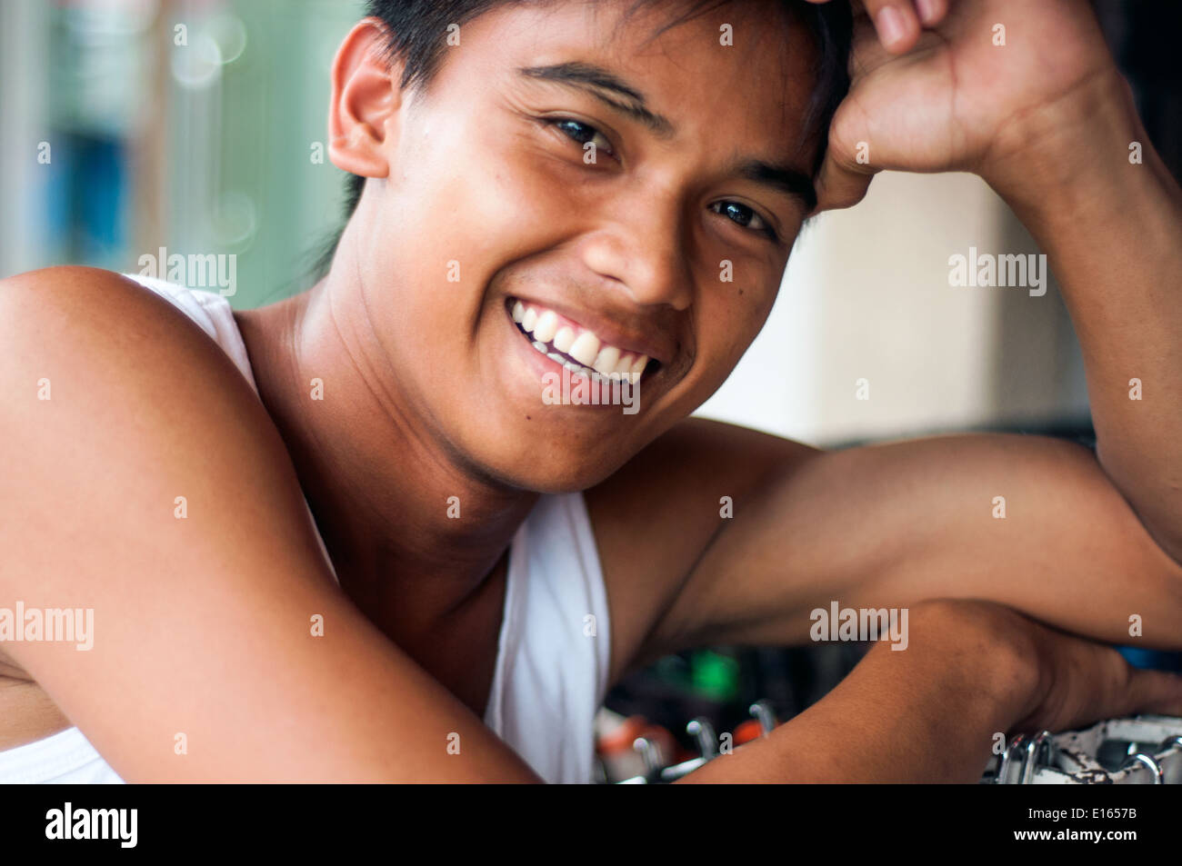 Giovane uomo, Butuan, Filippine Foto Stock