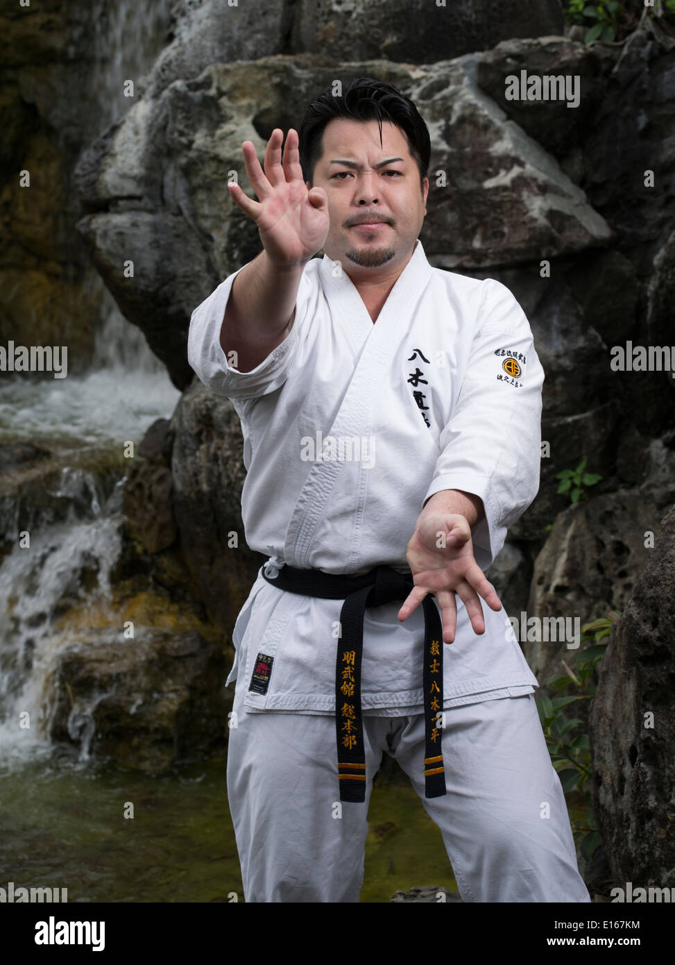 Ippei Yagi -del Karate Meibukan - a Fukushu En, Naha, Okinawa, in Giappone Foto Stock
