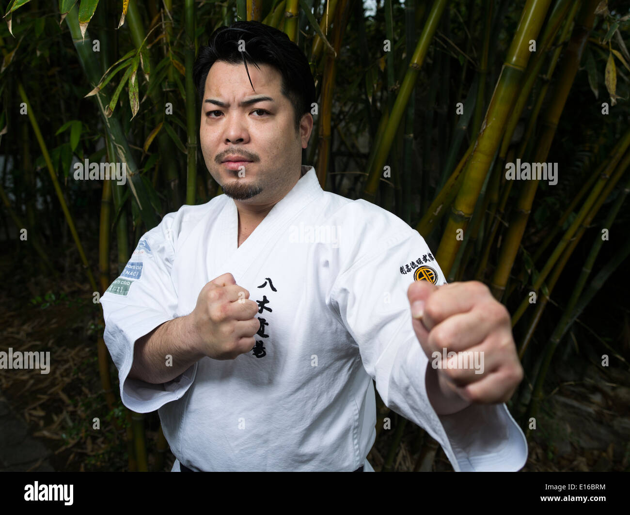 Ippei Yagi di Karate Meibukan a Fukushu En, Naha, Okinawa, in Giappone Foto Stock