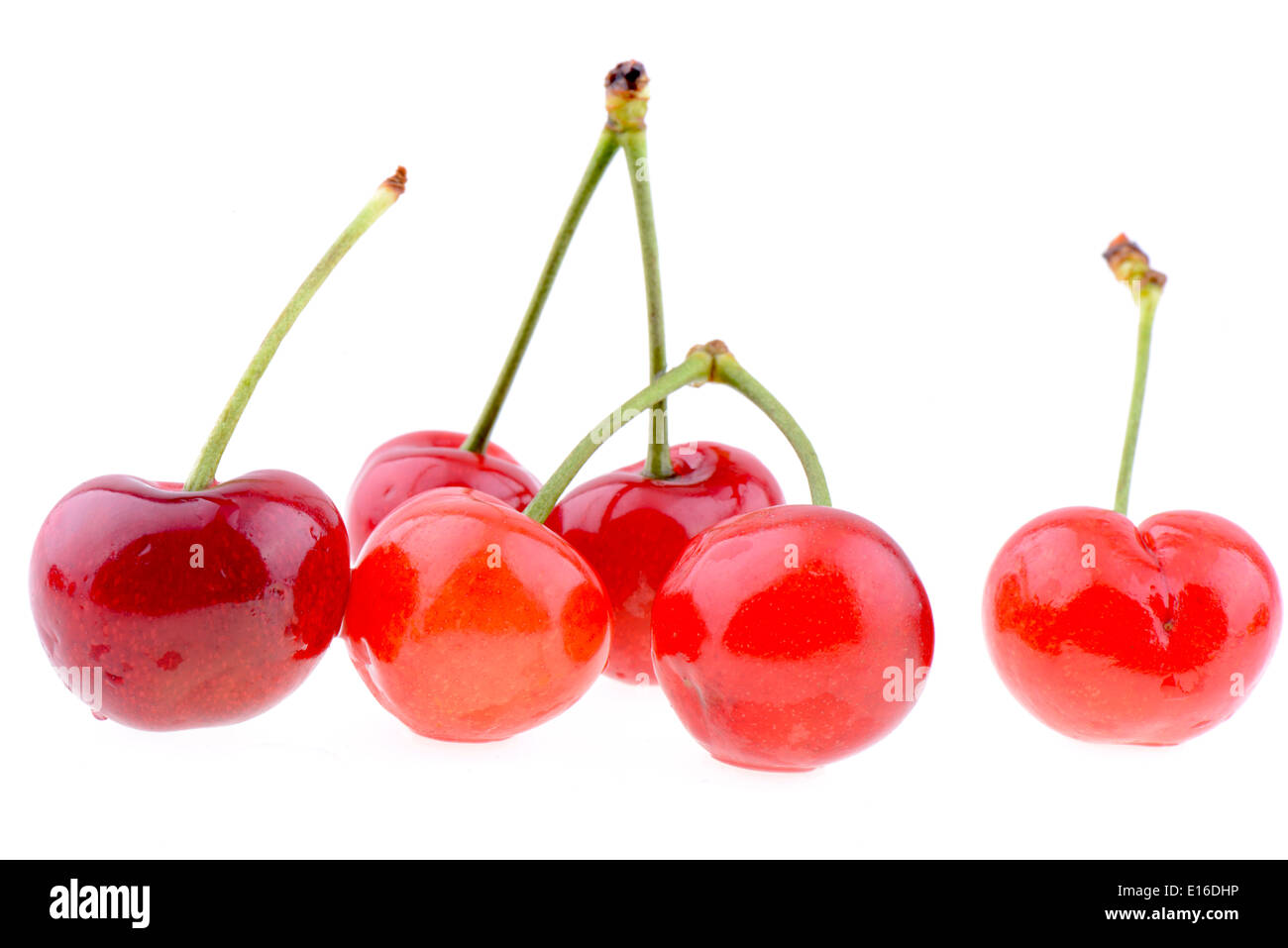 Frutta fresca di sfondo freschezza closeup mature due naturali berry rosso dolce estate studio close-up stelo macro cherry sano Foto Stock