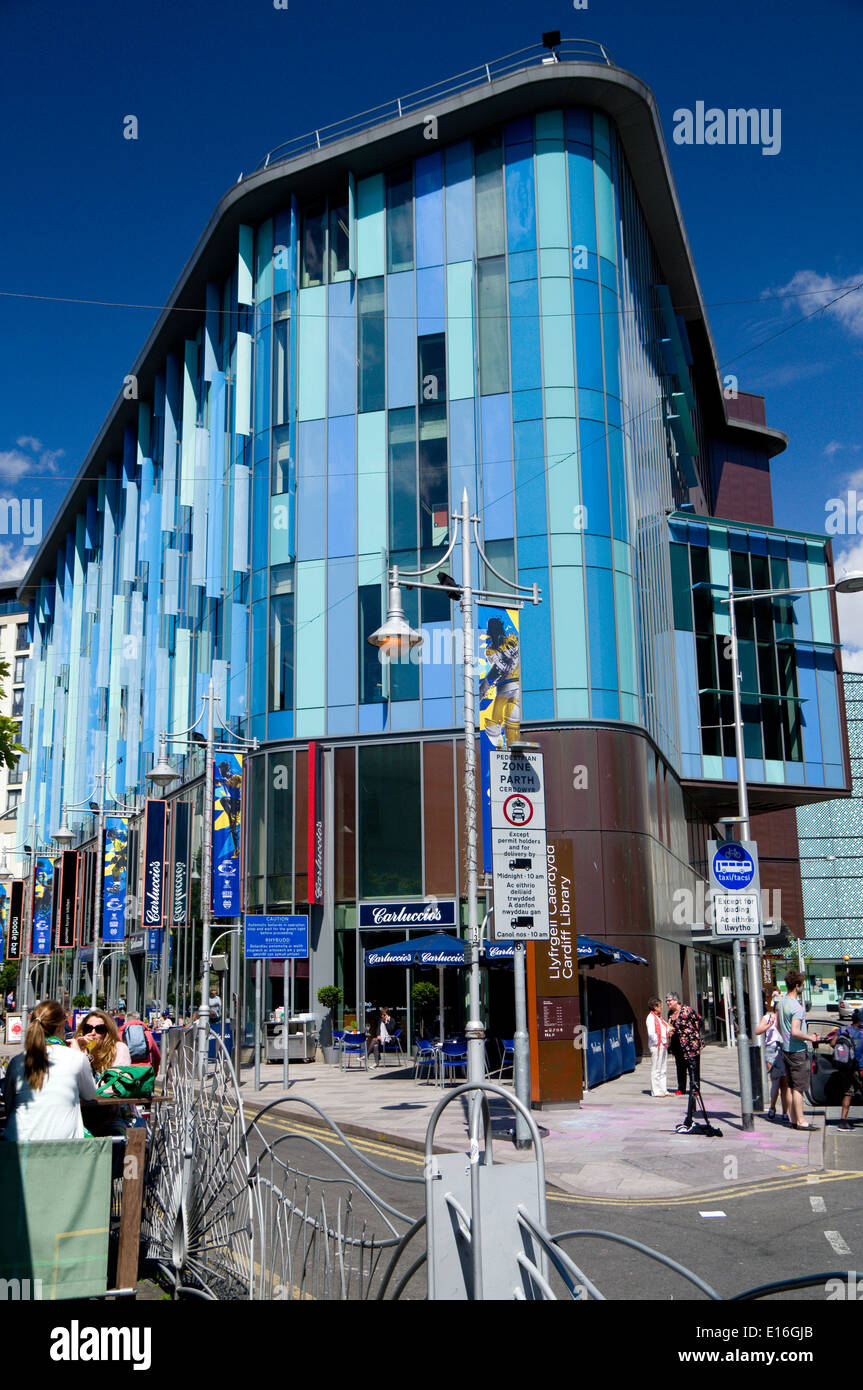 Cardiff Central Library, Hayes Place, Cardiff, Galles, UK. Foto Stock