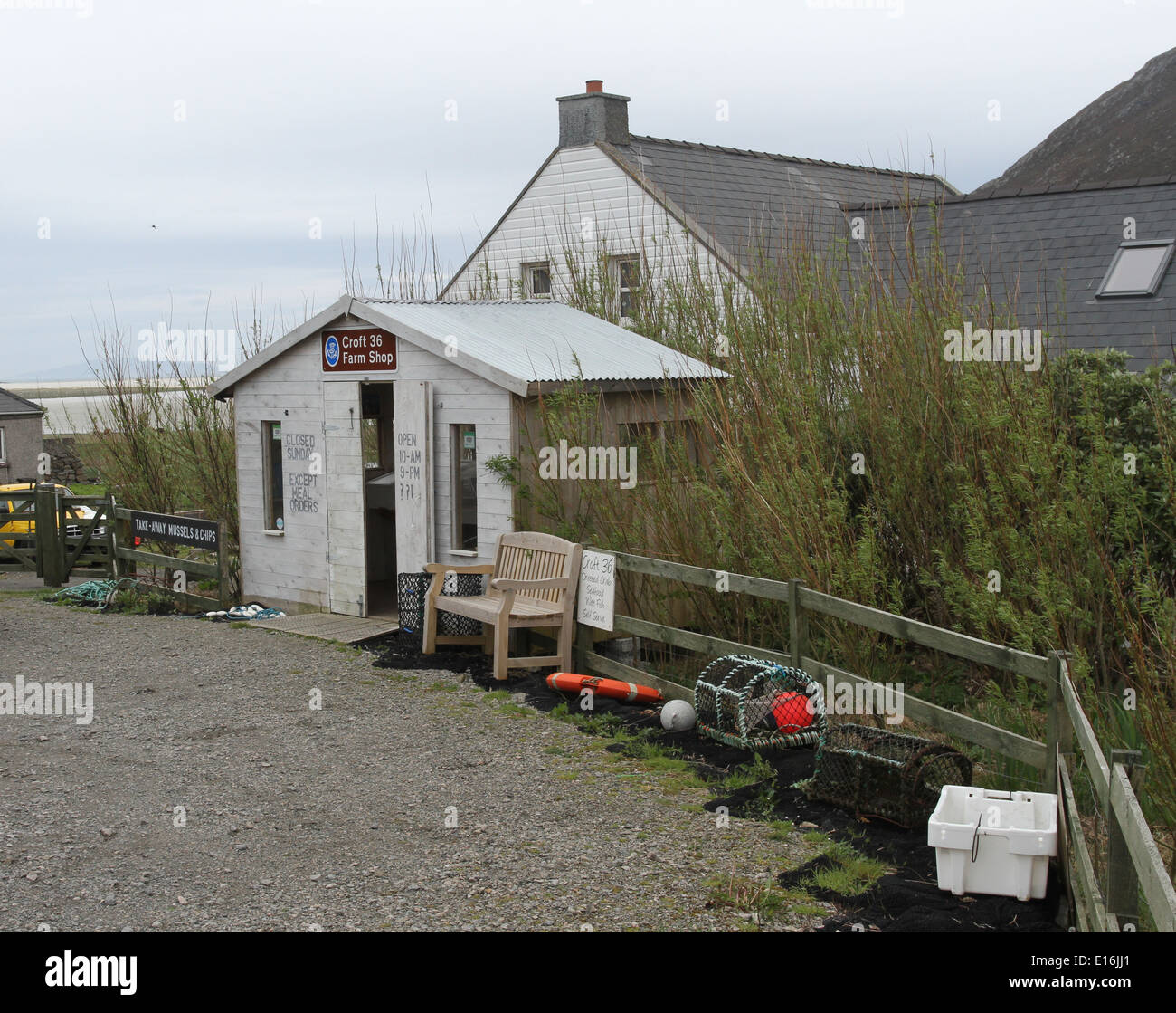 Esterno del Croft 36 Northton Isle of Harris Scozia Maggio 2014 Foto Stock