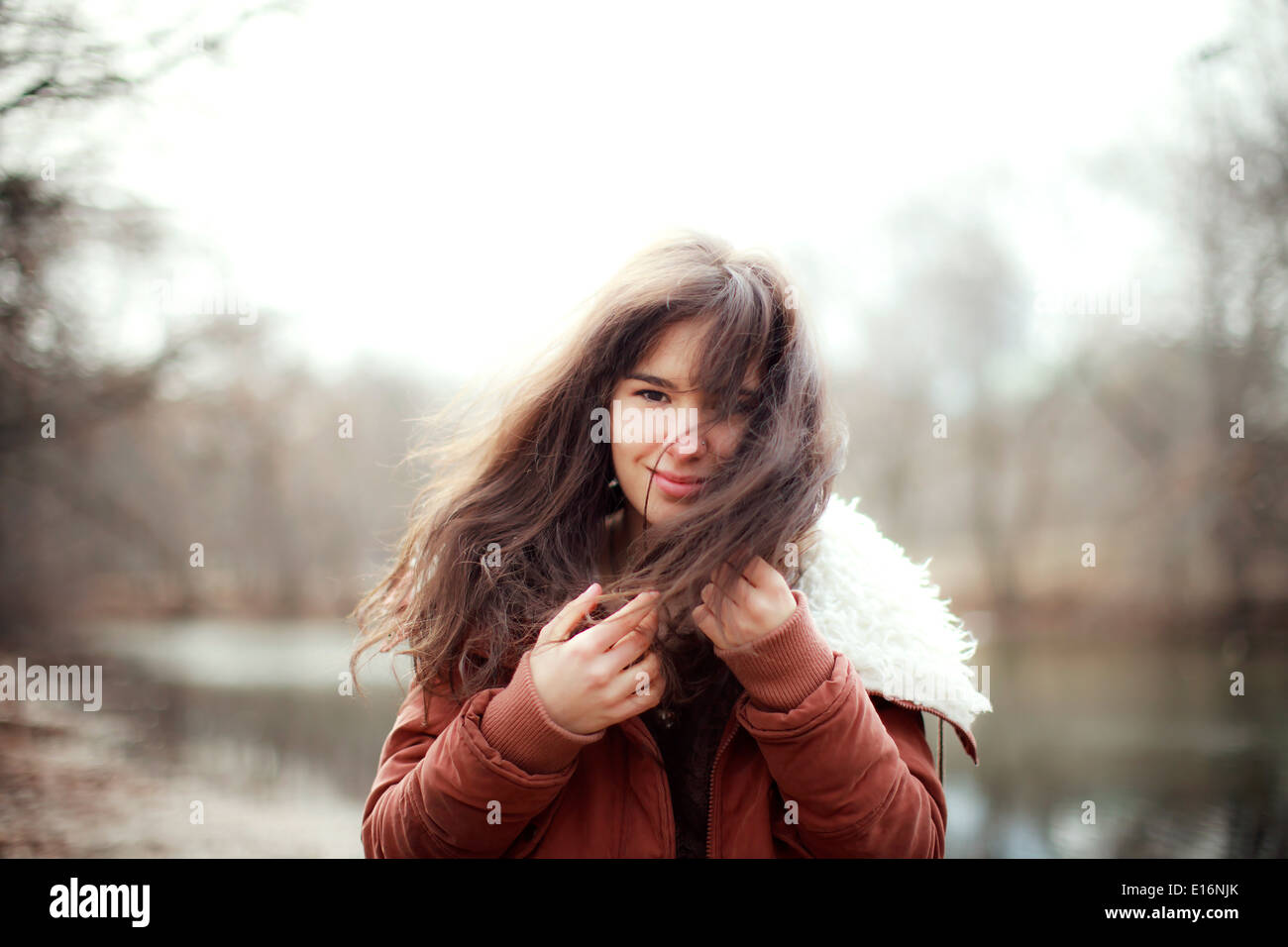 Ritratto di giovane donna, Boston, Massachusetts, STATI UNITI D'AMERICA Foto Stock