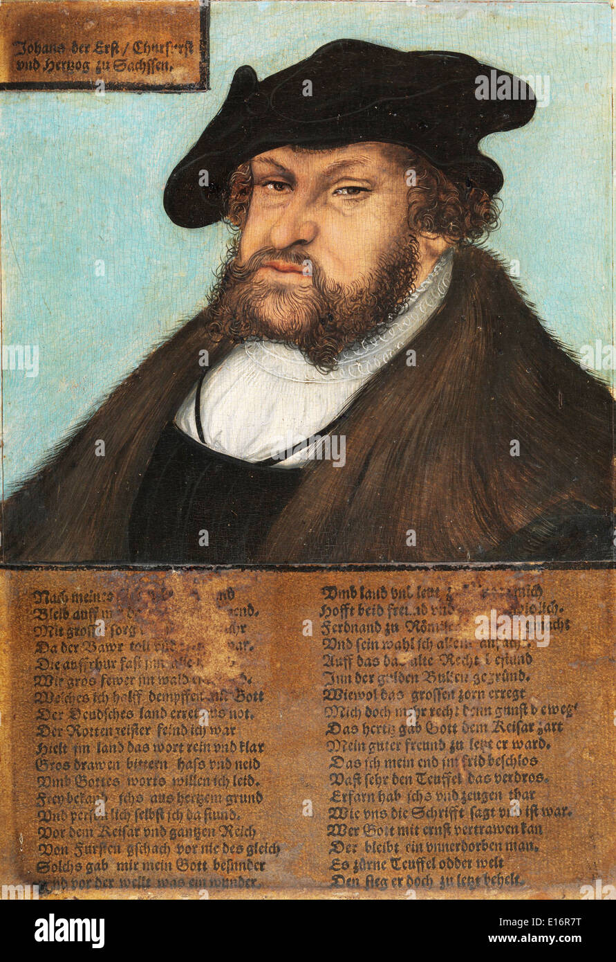 Johann ho la costante Elettore di Sassonia da Lucas Cranach il Vecchio, 1533 Foto Stock