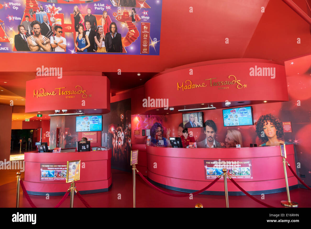 Sydney Australia, Darling Harbour, porto, Madame Tussauds, museo delle cere, ingresso, hall, biglietteria, check-in alla reception prenotazione Foto Stock