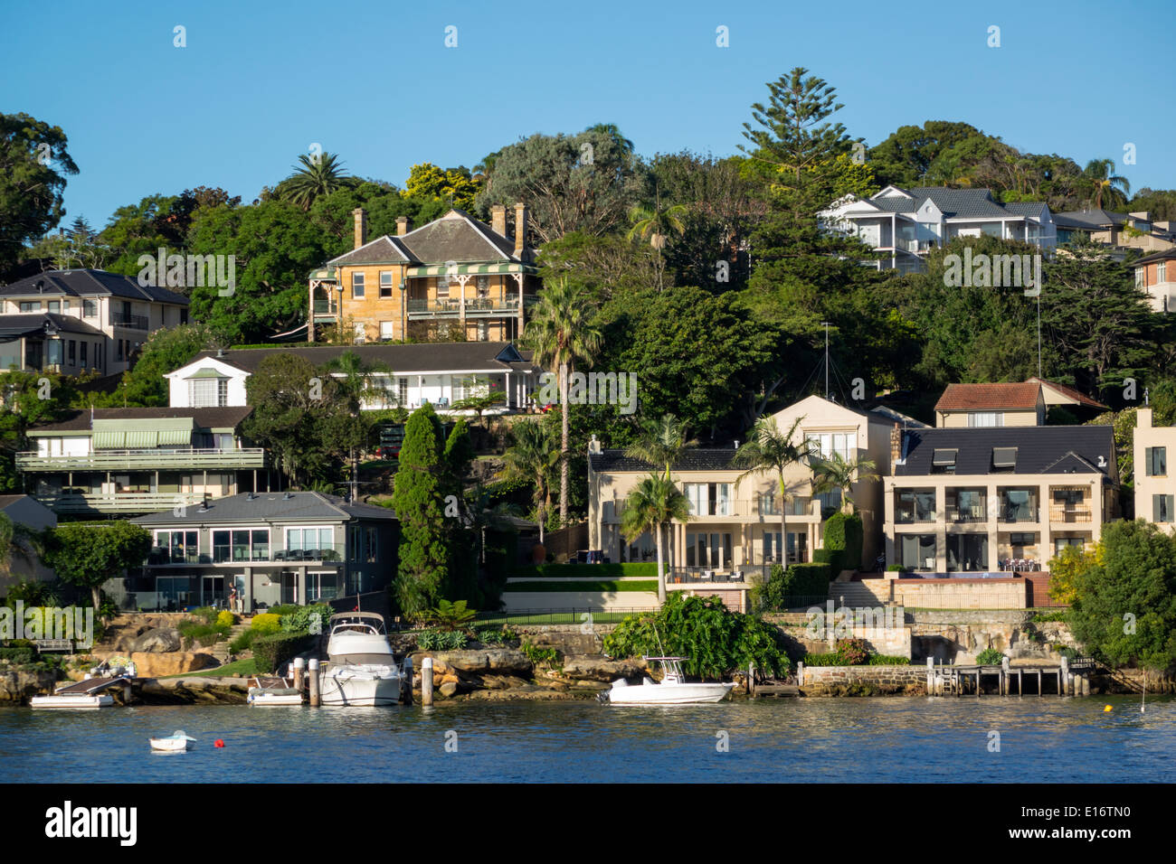 Sydney Australia,Porto,porto,acqua,lungomare,case,case,Hunters Hill,Parramatta River,AU140311155 Foto Stock