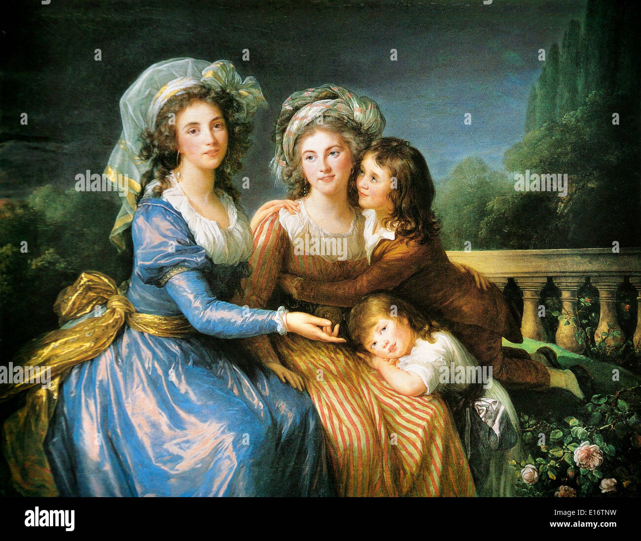 La Marquise de Pezay e la Marquise de Rougé con i suoi figli Alexis e Adrien, 1787 - da Élisabeth-Louise Vigée Le Brun Foto Stock