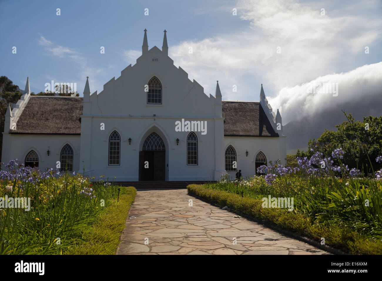 Chiesa riformata olandese di Franschhoek, architettura Hugenot francese, Cape Winelands, Capo Occidentale, Sud Africa Foto Stock