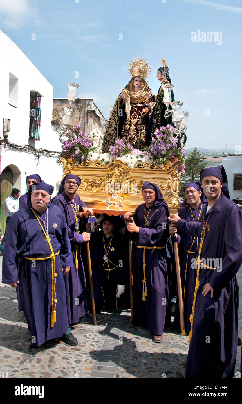 Semana Santa ( Settimana Santa Pasqua ) Processione di Arcos de la Frontera Spagna spagnolo Cadice Foto Stock