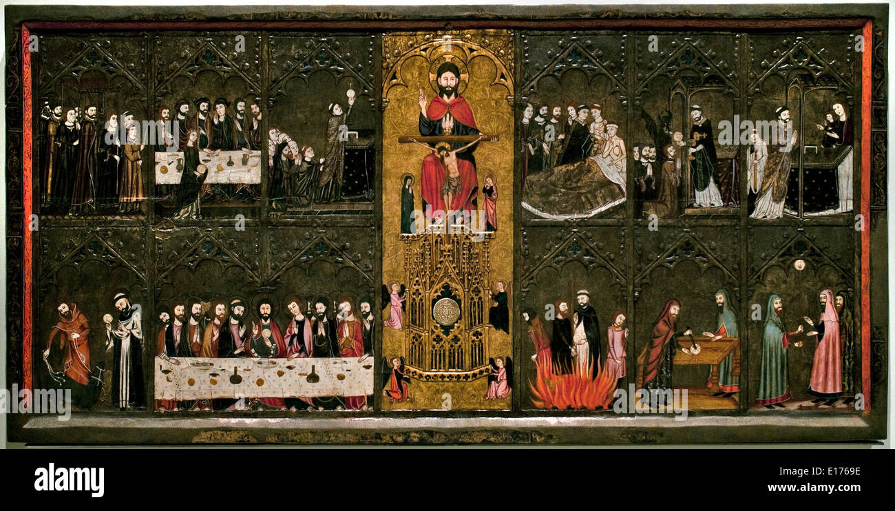 Pala del Corpus Domini 1335 ( monastero di Santa Maria de Vallbona de les Monges Urgell ) medievale di arte gotica Spagna - Spagnolo Foto Stock