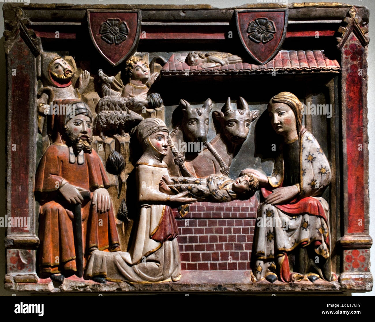 Natività da maestro di Albesa Lleida xiv secolo ( Chiesa di Sant Pere d'Àger Noguera ) medievale di arte gotica Spagna - Spagnolo Foto Stock