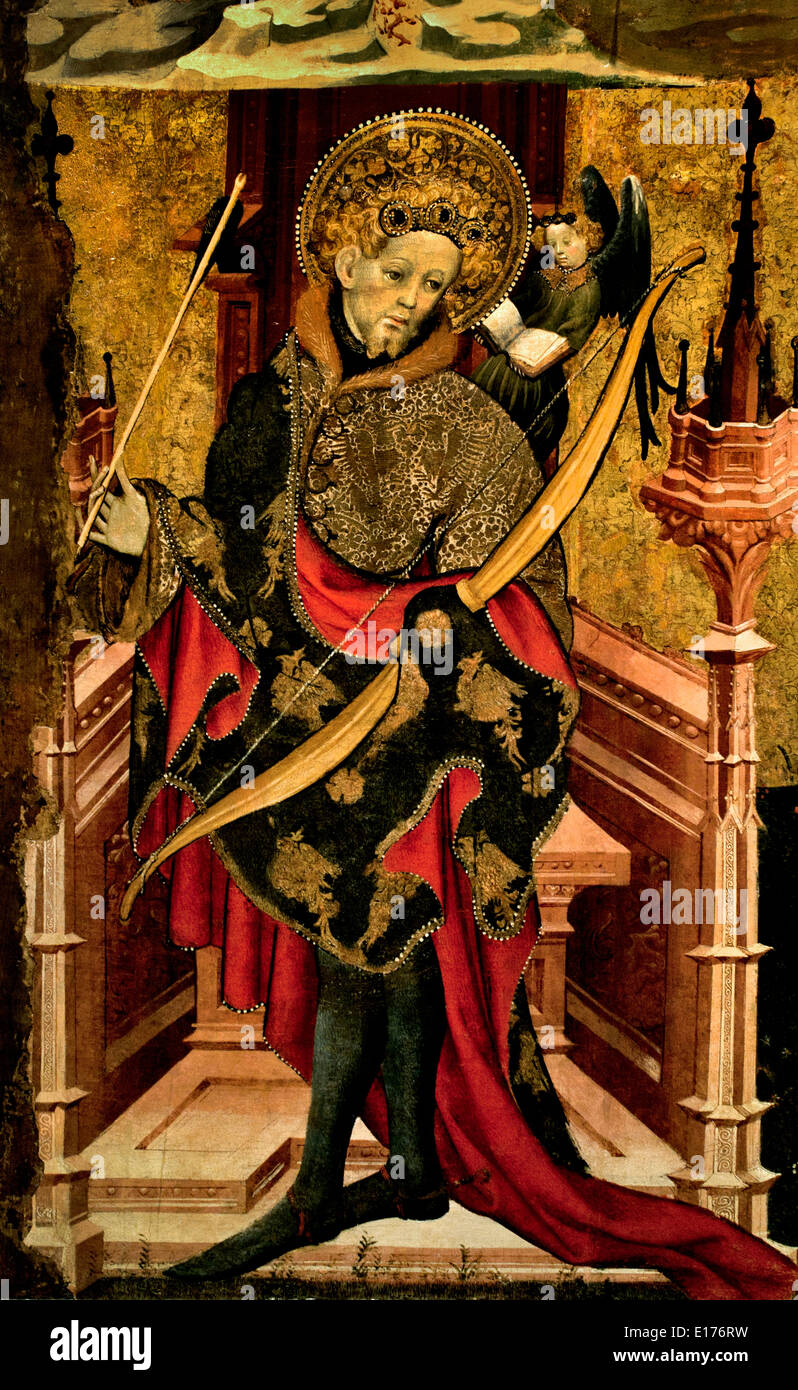Calvario San Sebastian (dettaglio) 1417-1425 Joan si accoppia Barcellona gotica medievale Arte in Spagna spagnolo (Cappella Pia Almoina Barcellona) Foto Stock