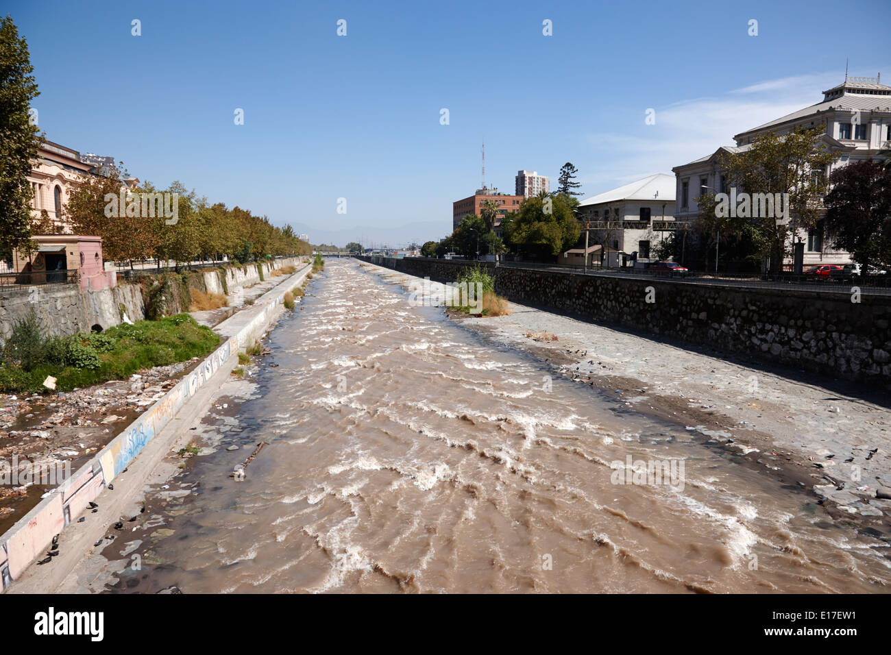 Fiume Mapocho, Santiago del Cile Foto Stock