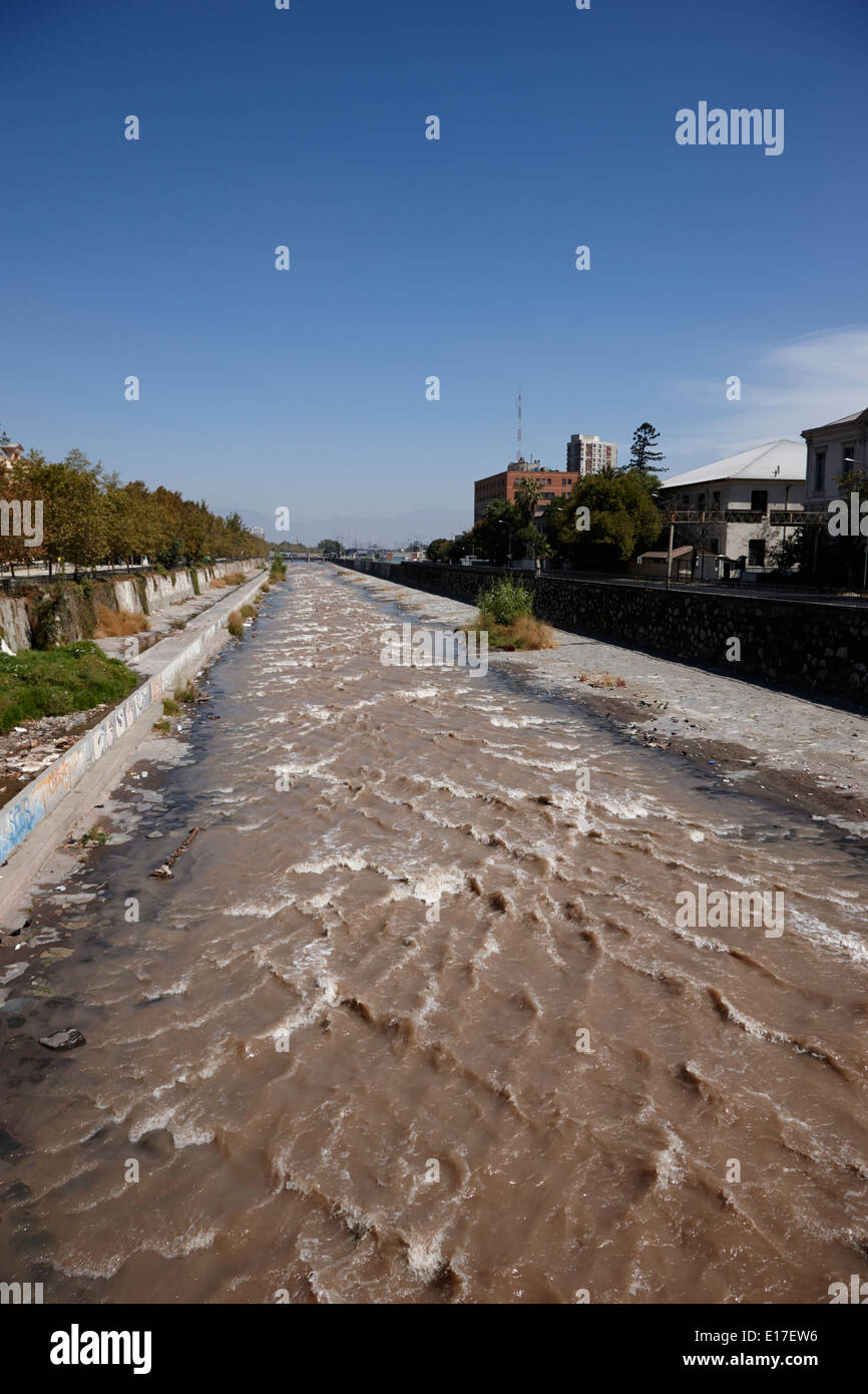 Fiume Mapocho, Santiago del Cile Foto Stock