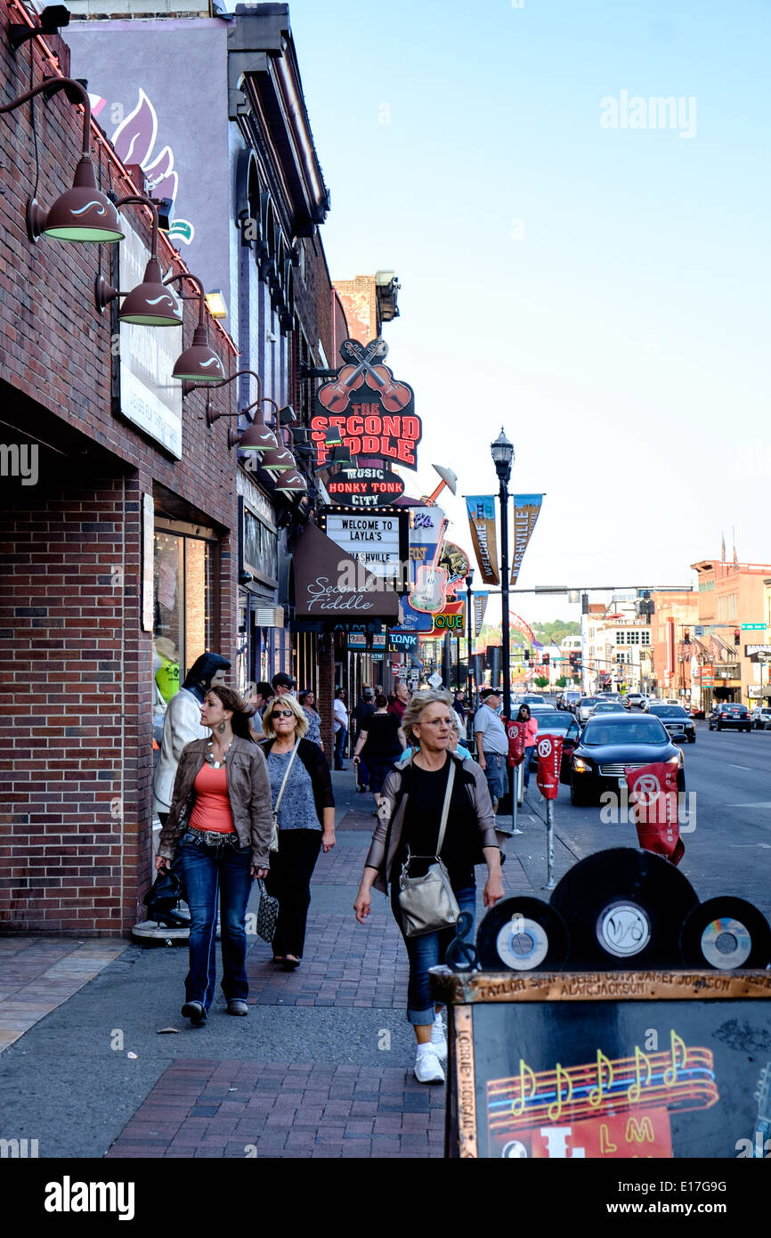 South Broadway Street a Nashville, nel Tennessee Foto Stock