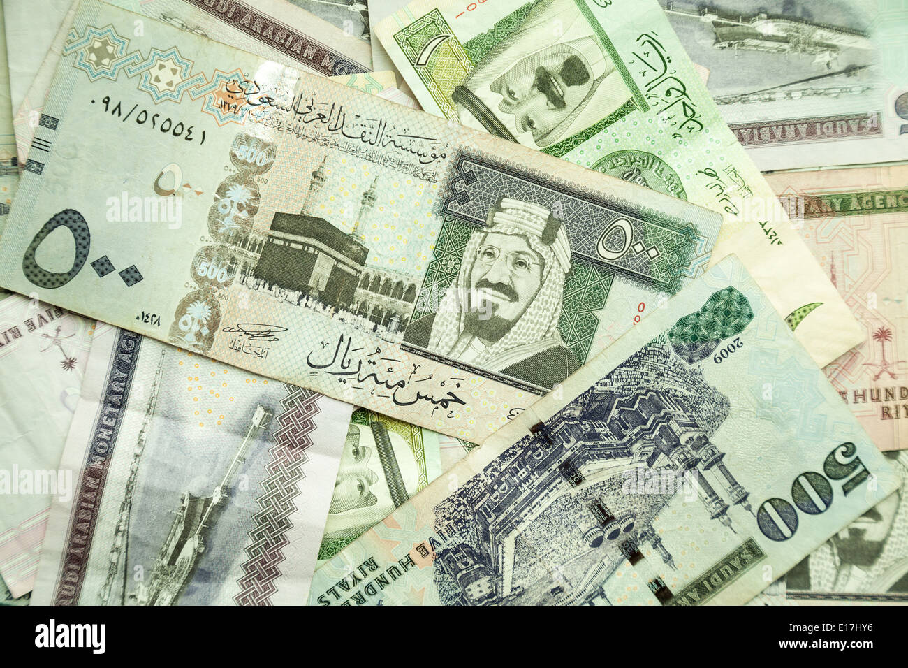 Arabia Saudita denaro, closeup foto di sfondo texture Foto Stock