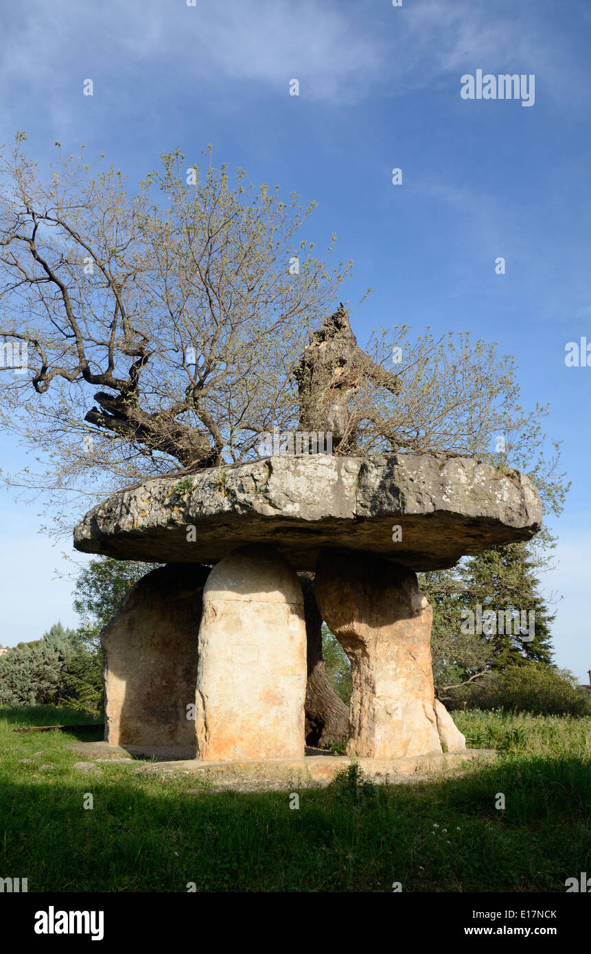 Dolmen o tomba megalitica noto come Pierre de la fée o Pietra di fata Draguignan Provence Francia Foto Stock