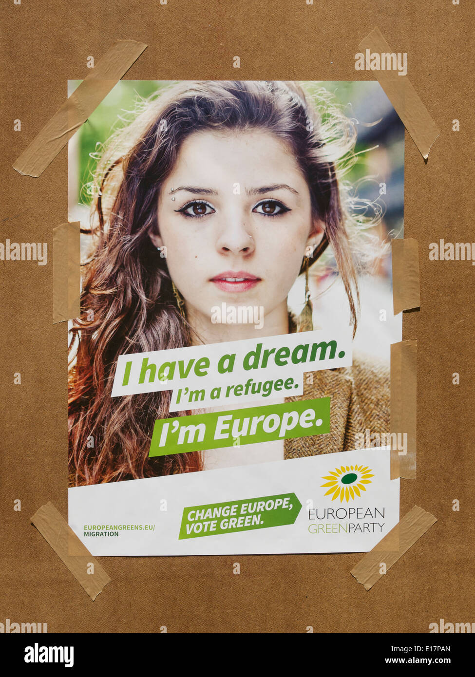 Elezione europea poster Partito Verde maggio 2014 Bruxelles, Belgio Foto Stock