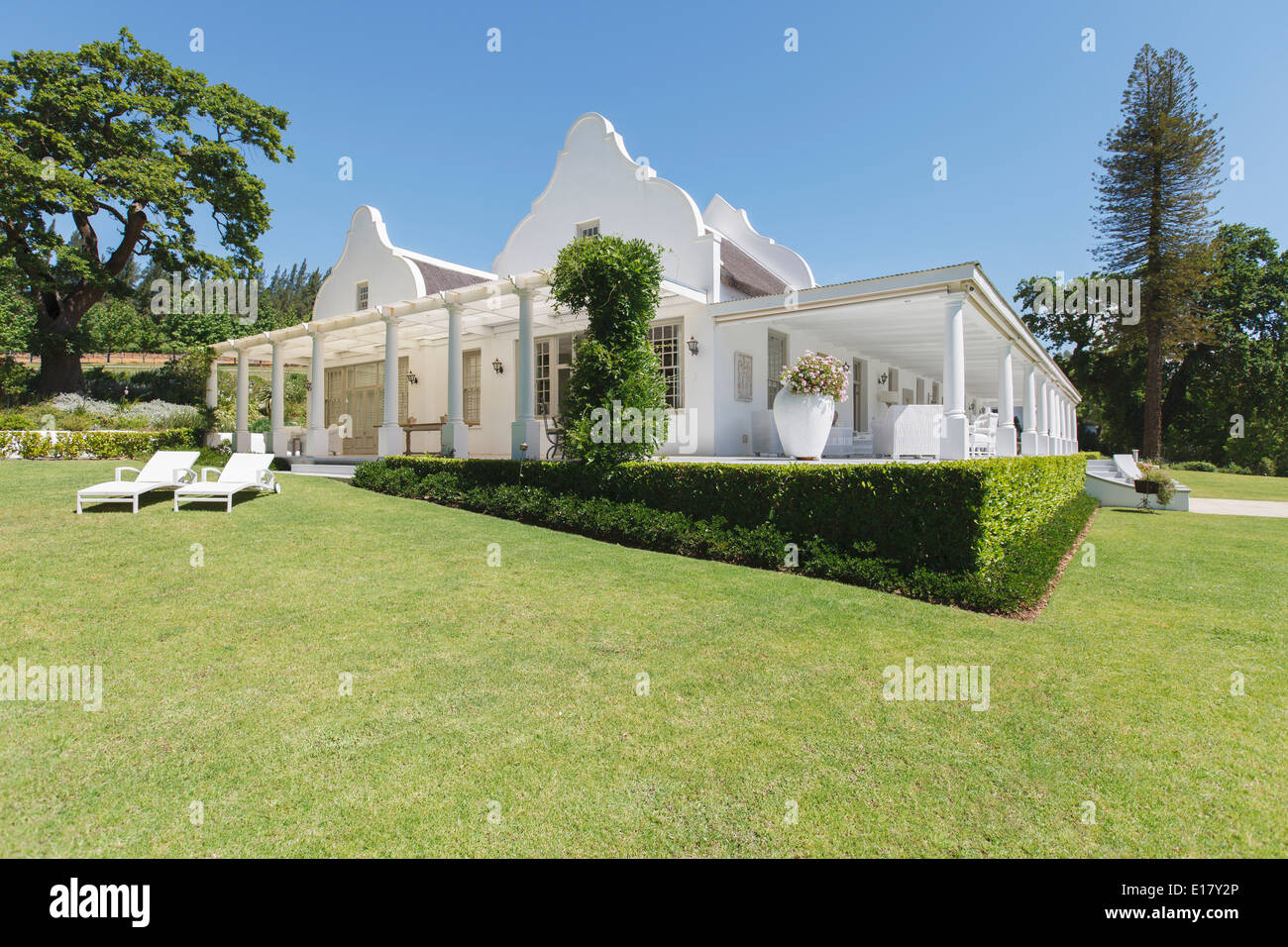 Le siepi ed erba circostante luxury house Foto Stock