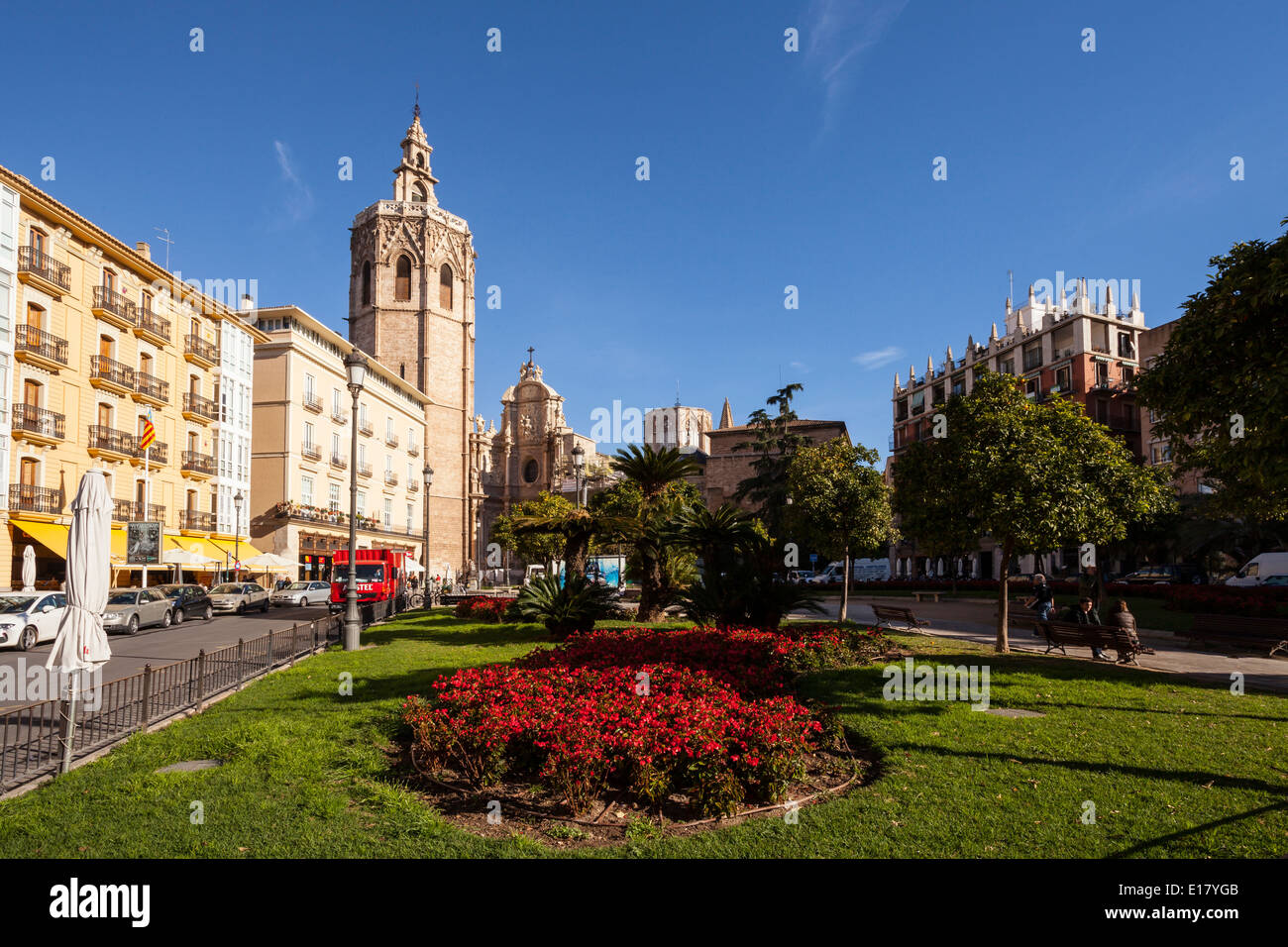 Cattedrale di Valencia in Plaza de la Reina a Valencia, Spagna Foto Stock