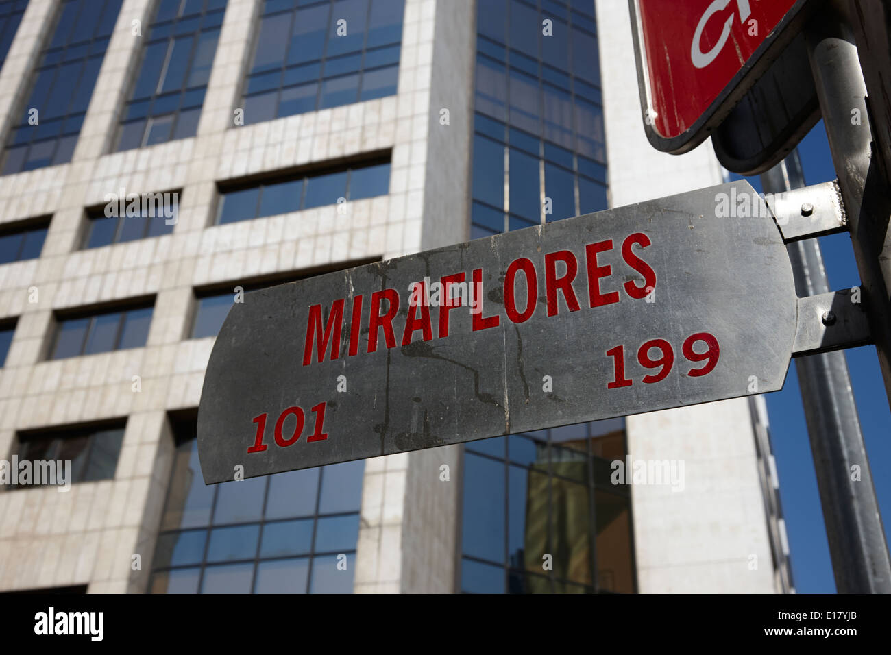 Miraflores street downtown Santiago del Cile Foto Stock
