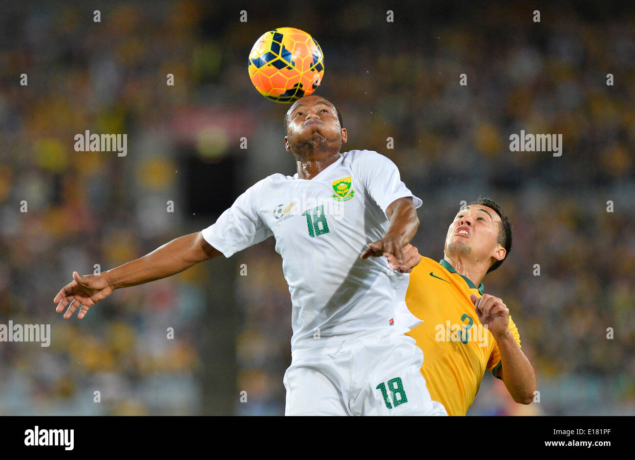 Sydney, Australia. 26 Maggio, 2014. Bafana Bafana centrocampista Thuso Phala in azione durante la pre-World Cup match amichevole tra Australia e Sud Africa da ANZ Stadium di Sydney. La partita si è conclusa con un pareggio. Credito: Azione Sport Plus/Alamy Live News Foto Stock