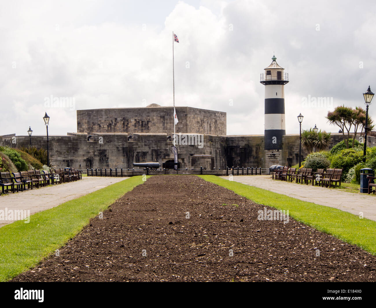 Brian Kidd modo, portando a Southsea Castle a Portsmouth, Hampshire, Inghilterra Foto Stock