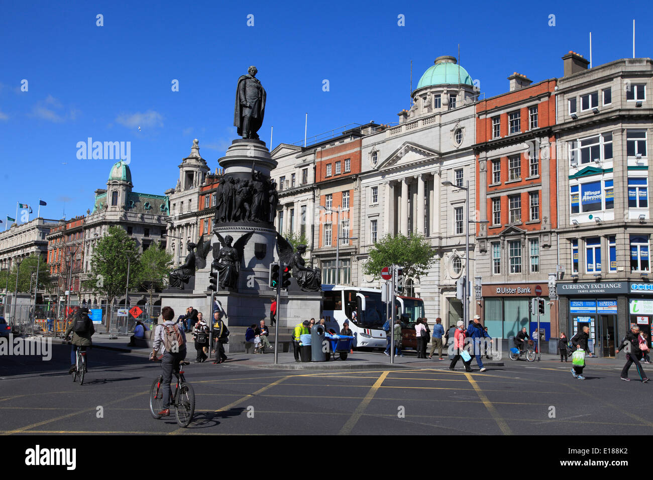 Irlanda, Dublino, O'Connell Street, Daniel O'Connel statua, Foto Stock